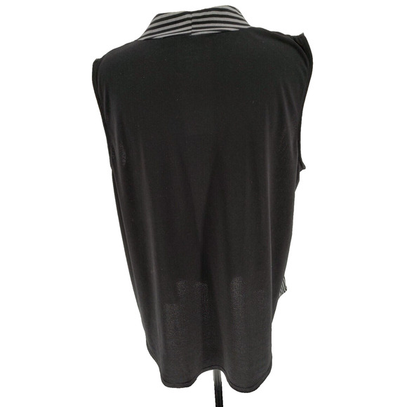 Worthington Woman's Black White Stripped Shell Top Size XL Pleat Front more room - Picture 2 of 8